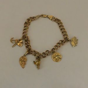 14k gold Italy stamped charm bracelet